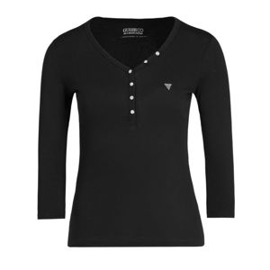 Guess dámské černé tričko do V s 3/4 rukávy - L (JBLK)